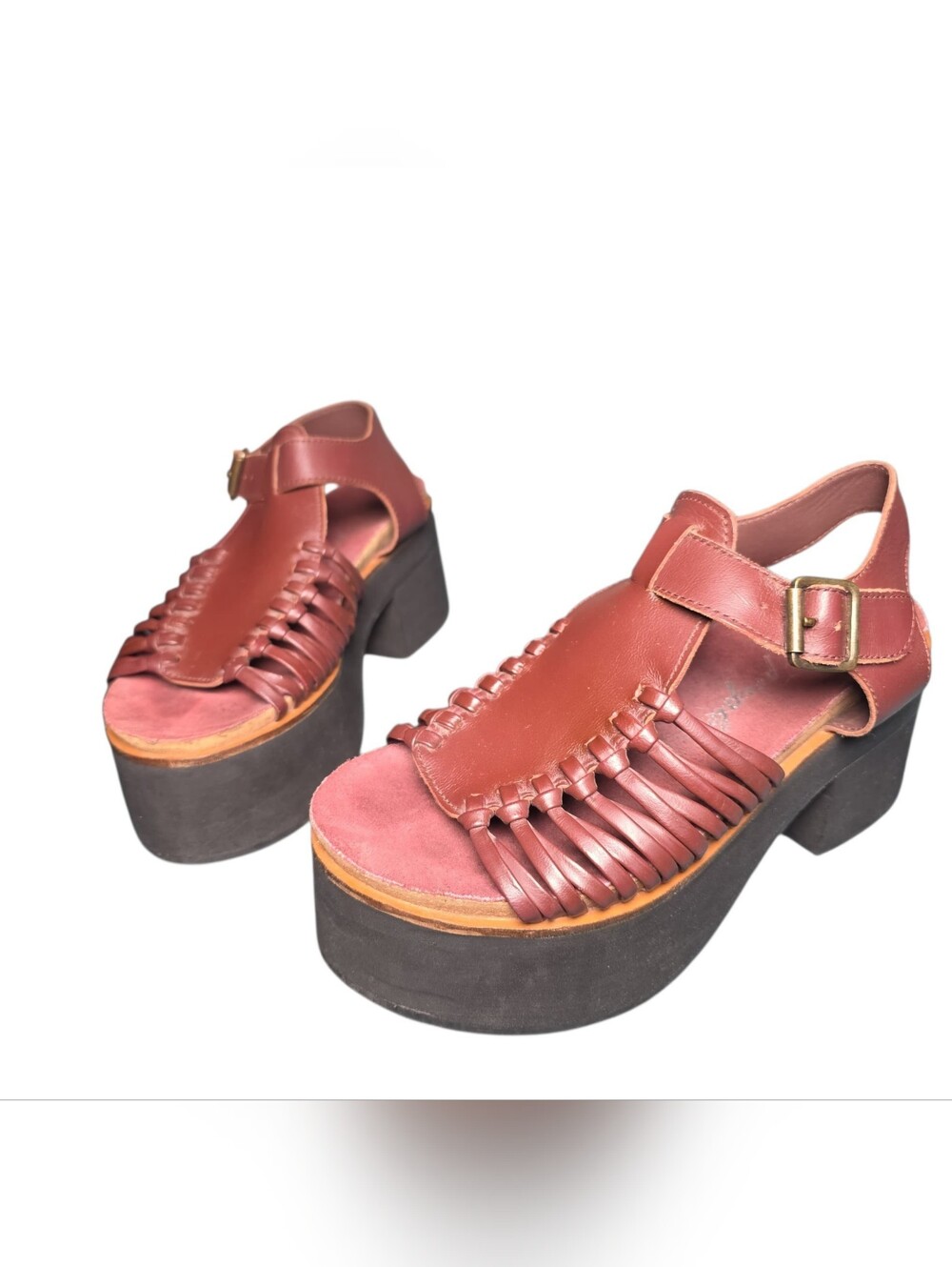Free People Boho, Platform Huarache Sandals in Brick Red - Women's, Size 7.
